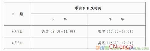 广东2017高校招生考试科目时间安排通知