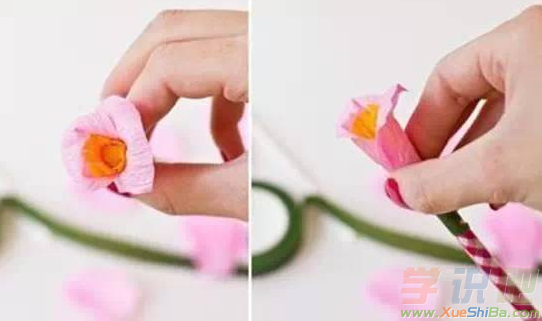 皱纹纸折玫瑰花的图解
